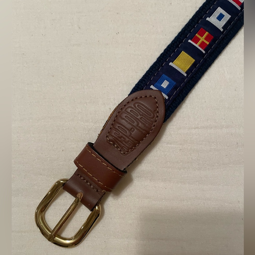 Orciani Brown Leather and Blue Canvas Men's Belt